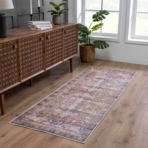 Rust Elki Vintage Medallion Washable Area Rug - Clearance