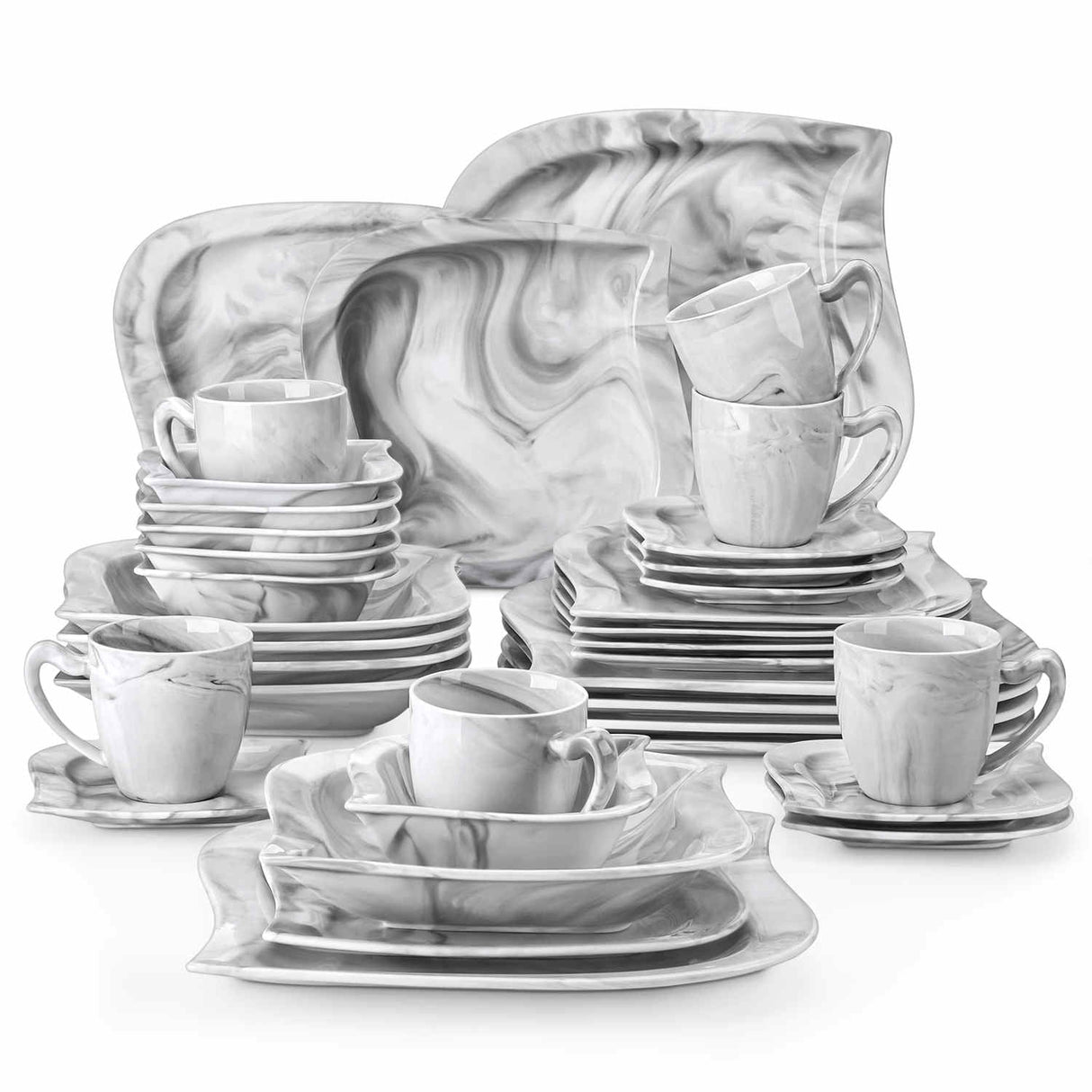 Elvira Marble Grey 36 Piece Dinnerware Set
