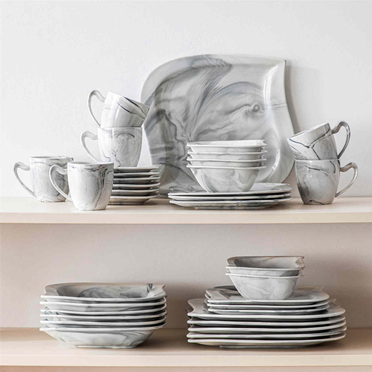 Elvira Marble Grey 36 Piece Dinnerware Set