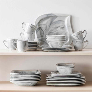 Elvira Marble Grey 36 Piece Dinnerware Set