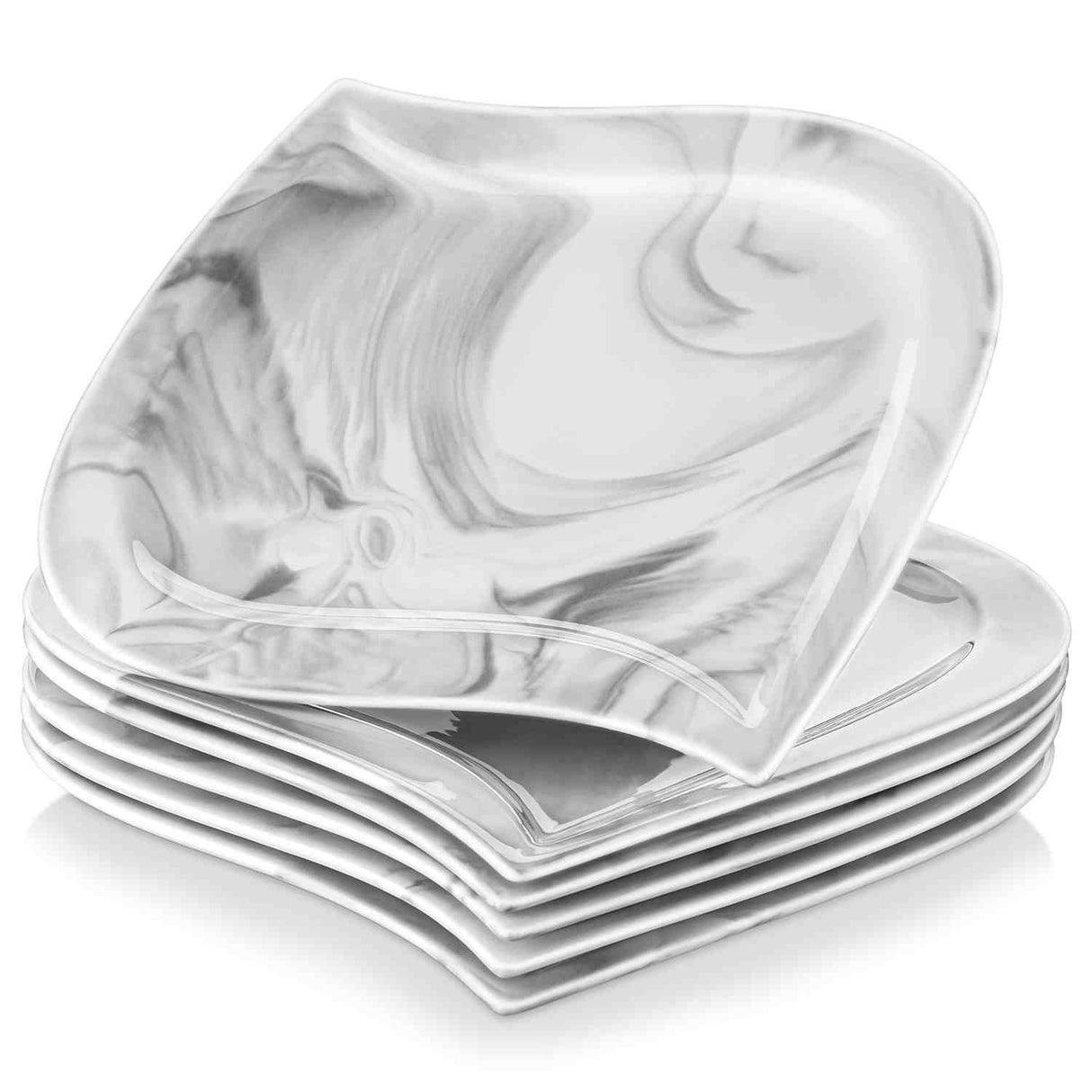 Elvira Marble Grey Dessert Plates Set of 6