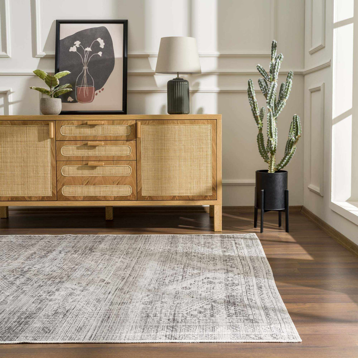 Nadie Blue Gray Medallion Area Rug - Clearance