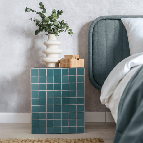 Callista 18" Modern Bohemian Ceramic Tiled Rectangle End Table