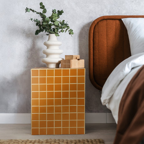 Callista 18" Modern Bohemian Ceramic Tiled Rectangle End Table