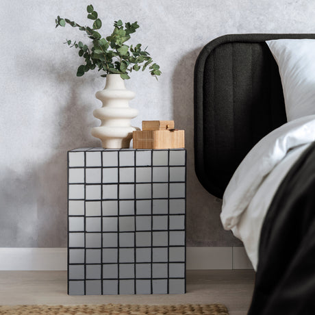 Callista 18" Modern Bohemian Ceramic Tiled Rectangle End Table
