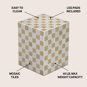 Callista 18" Modern Bohemian Ceramic Tiled Rectangle End Table