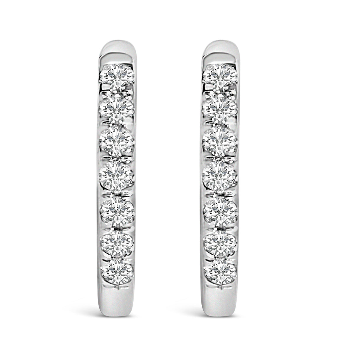 10K Rose Gold 1/4 Cttw Diamond Double Sided Huggie Hoop Earrings