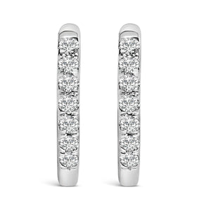 10K Rose Gold 1/4 Cttw Diamond Double Sided Huggie Hoop Earrings