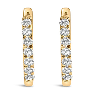 10K Rose Gold 1/4 Cttw Diamond Double Sided Huggie Hoop Earrings