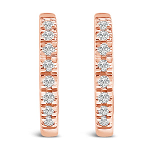 14K Rose Gold 1/5 CTW Diamond Huggie Hoop Earrings