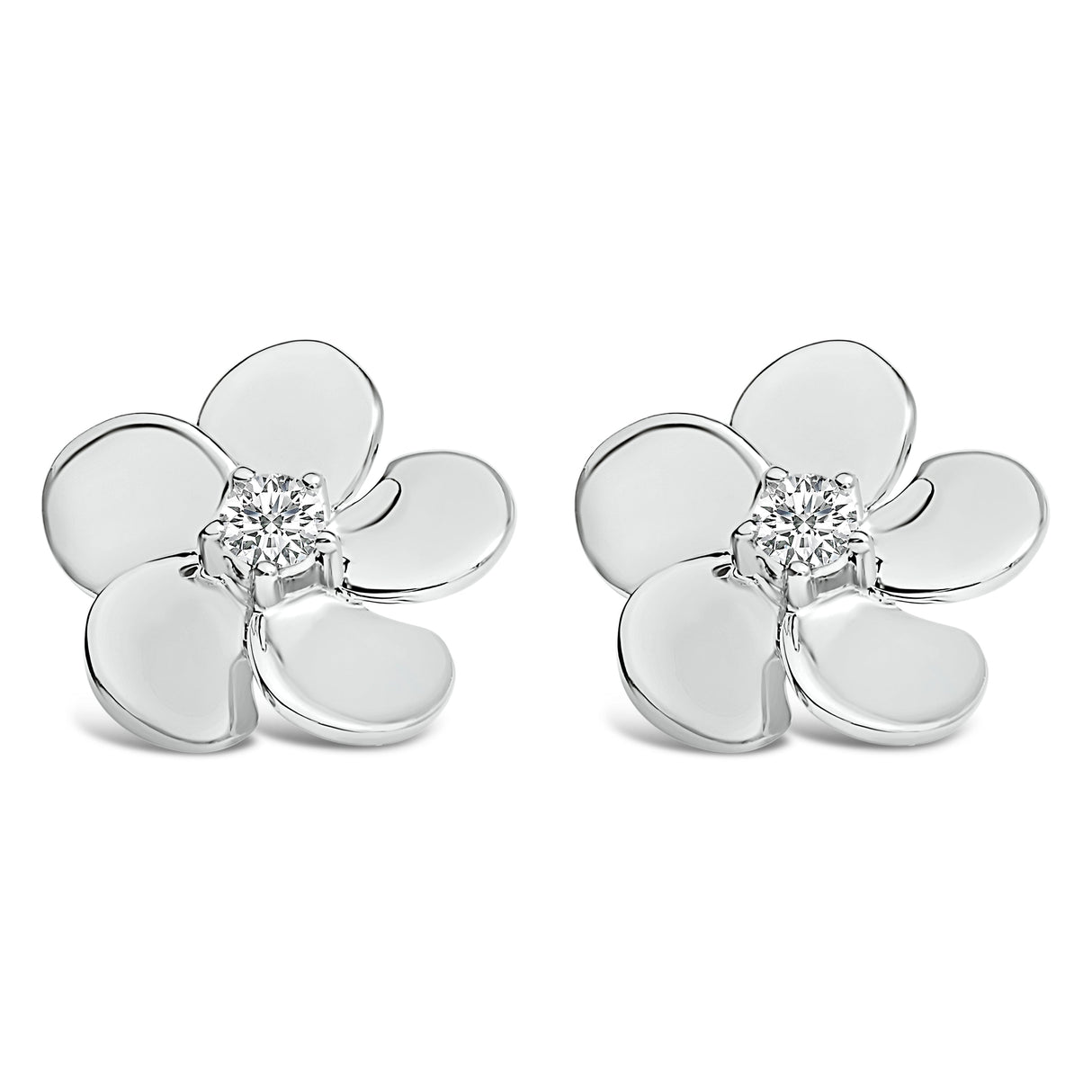 10K White Gold 1/3 Cttw Lab Grown Diamond Flower Petal Stud Earrings