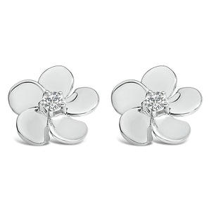 10K White Gold 1/3 Cttw Lab Grown Diamond Flower Petal Stud Earrings