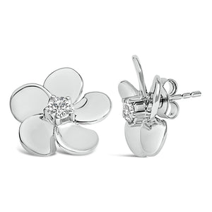 10K Gold 1/3 Cttw Lab Grown Diamond Flower Petal Stud Earrings