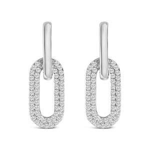 10K Gold 1/2 Cttw Lab Grown Diamond Dangling Paperclip Drop Earrings