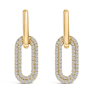 10K White Gold 1/2 Cttw Lab Grown Diamond Dangling Paperclip Drop Earrings
