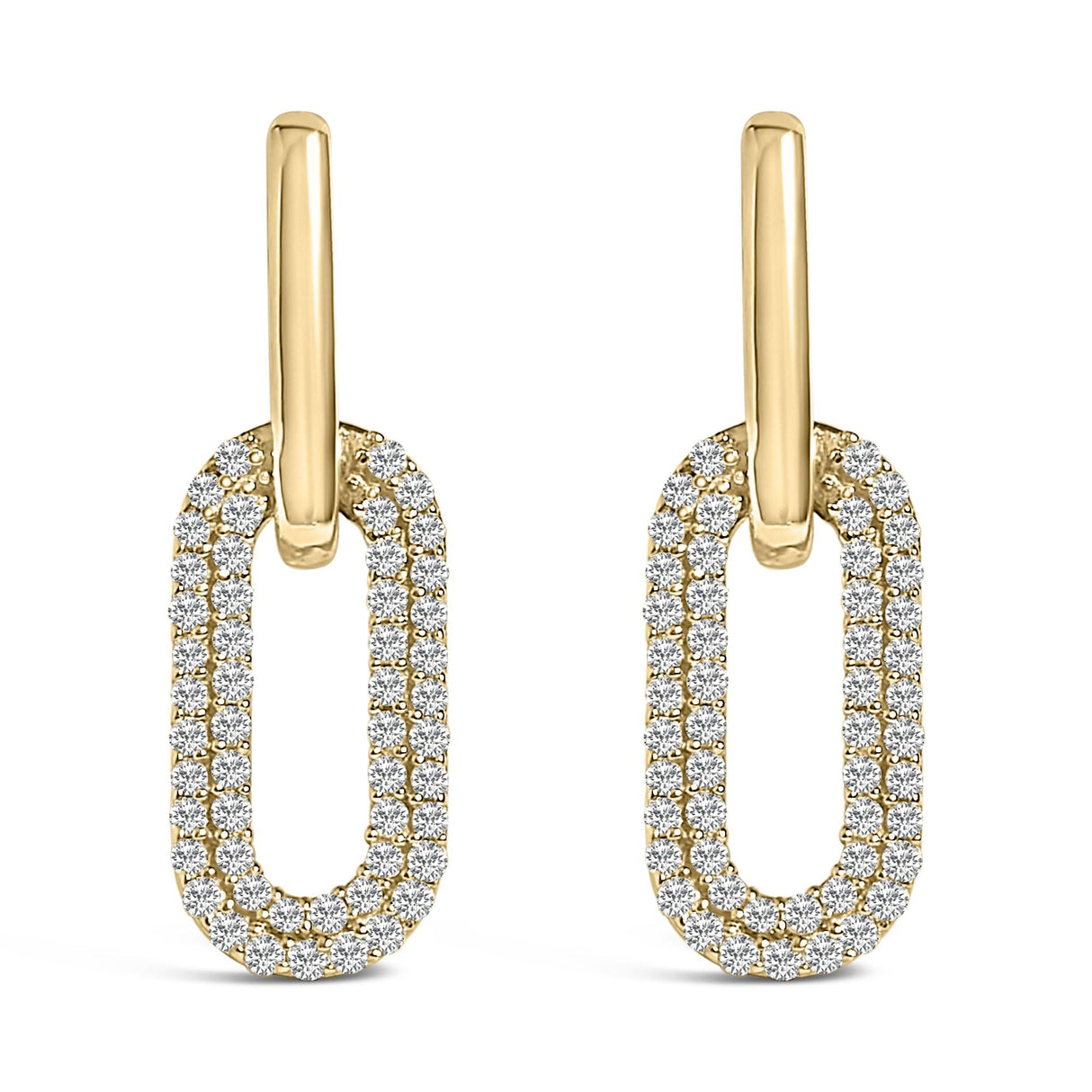 10K Gold 1/2 Cttw Lab Grown Diamond Dangling Paperclip Drop Earrings