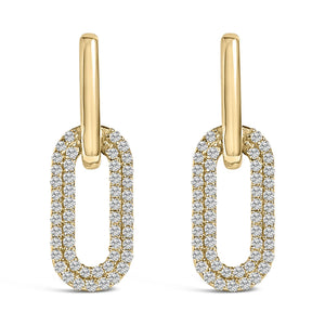 10K Gold 1/2 Cttw Lab Grown Diamond Dangling Paperclip Drop Earrings