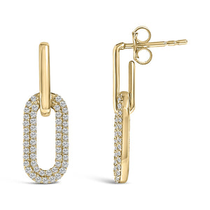 10K Gold 1/2 Cttw Lab Grown Diamond Dangling Paperclip Drop Earrings