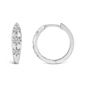 10K Gold 1/5 Cttw Lab Grown Diamond Three Stone Huggie Hoop Earrings