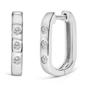 10K Gold 1/10 Cttw Three Stone Lab Grown Diamond Oval Huggies Hoop Earrings