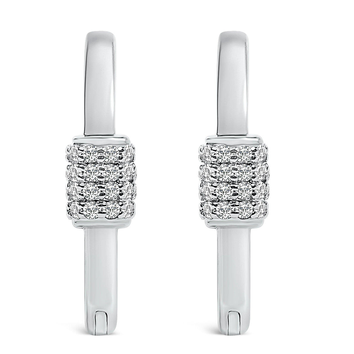 10K White Gold 3/8 Cttw Lab Grown Diamond Heart Shaped Huggie Hoop Earrings