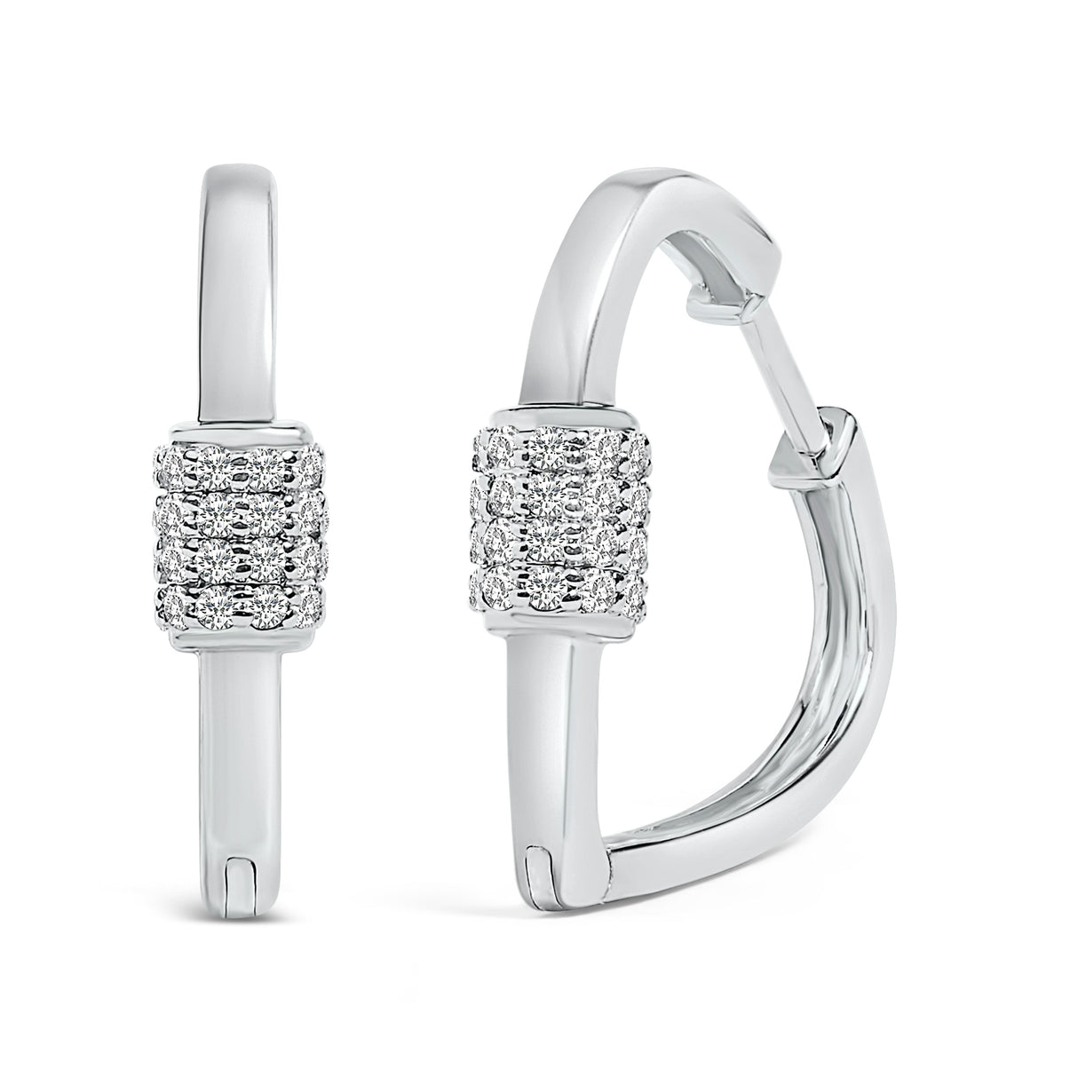 10K White Gold 3/8 Cttw Lab Grown Diamond Heart Shaped Huggie Hoop Earrings