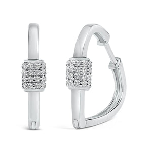 10K White Gold 3/8 Cttw Lab Grown Diamond Heart Shaped Huggie Hoop Earrings