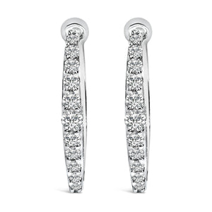 10K White Gold 1/4 Cttw Lab Grown Diamond Heart Shaped Huggy Hoop Earrings