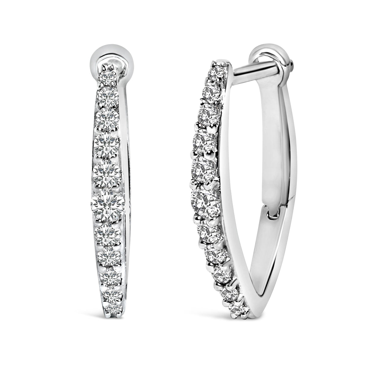 10K White Gold 1/4 Cttw Lab Grown Diamond Heart Shaped Huggy Hoop Earrings