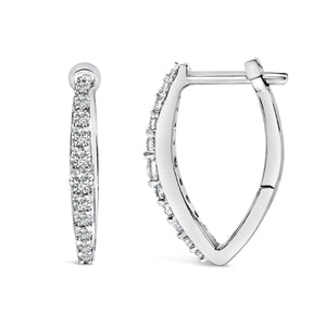 10K White Gold 1/4 Cttw Lab Grown Diamond Heart Shaped Huggy Hoop Earrings