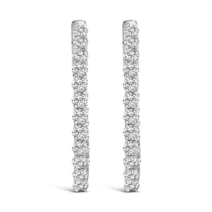 14K White Gold 1.0 Cttw Oval Lab Grown Diamond Hoop Earrings