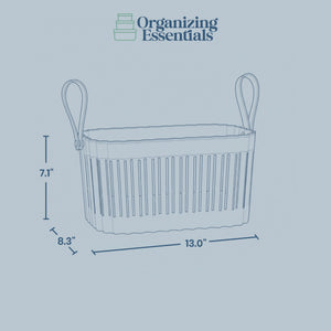 Organizing Essentials Large Plastic Storage Basket with Soft Handles – Tan & Brown Decorative Bin for Bathroom, Laundry, or Living Room – Rectangular Organizer Basket, 10L