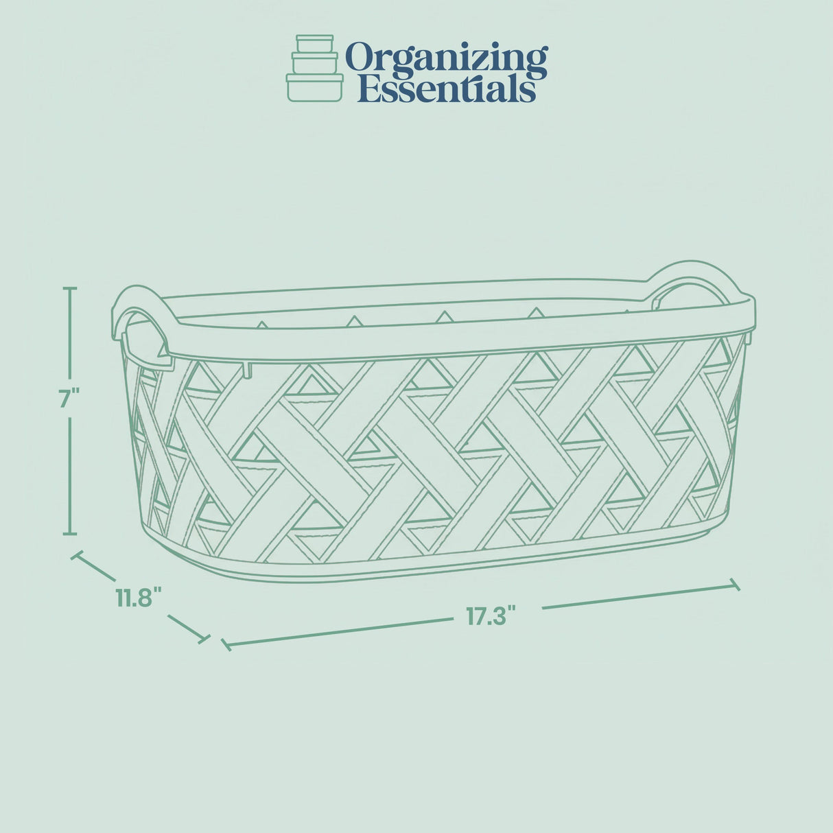 Organizing Essentials Extra-Large Plastic Storage Basket with Handles – Blue & Cream Decorative Bin for Bathroom, Living Room, or Laundry – Designer Leather Pattern Organizer Basket, 16.7L