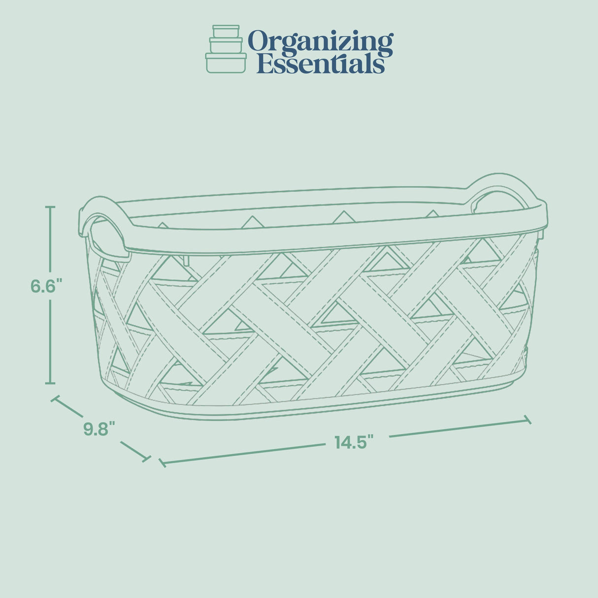 Organizing Essentials Plastic Storage Basket Set of 3 – Blue & Cream Decorative Bins with Handles for Bathroom, Kitchen, or Living Room – Designer Leather Pattern Organizer Baskets, 10.6L Each