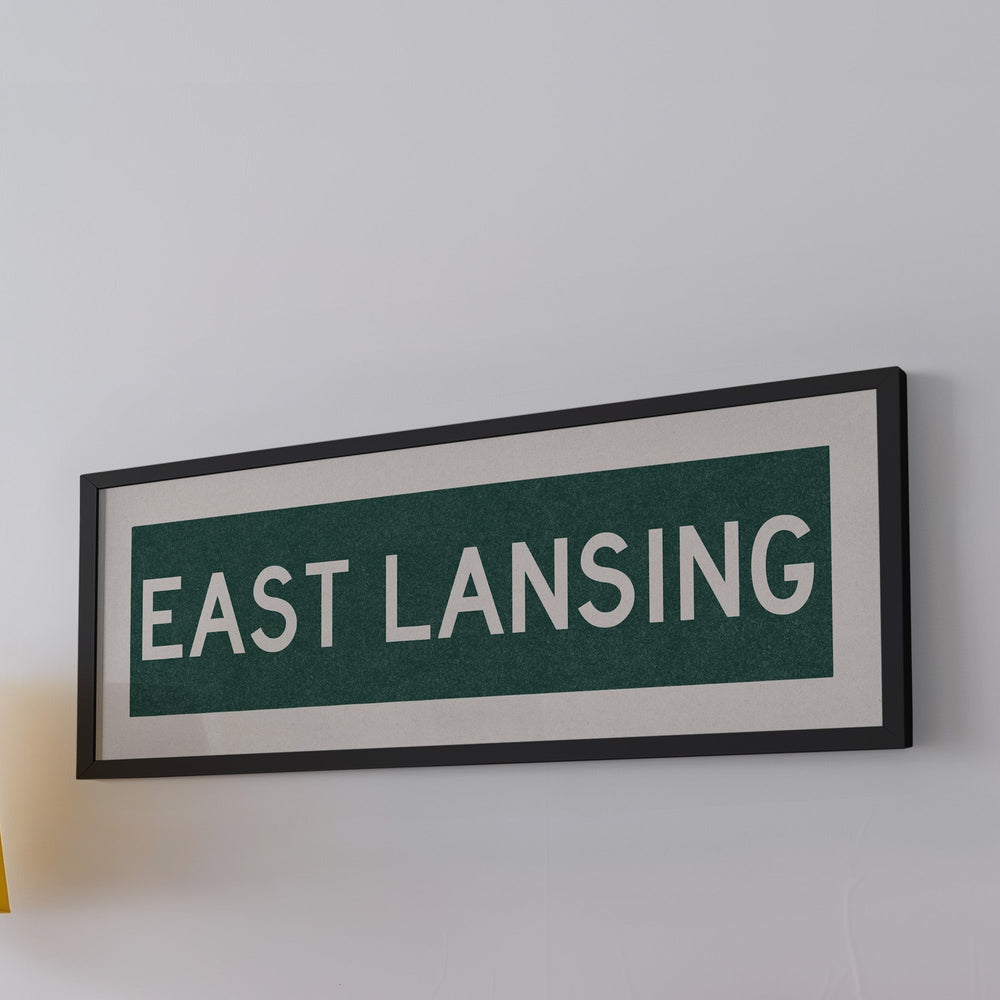 Framed East Lansing Green Bus Scroll