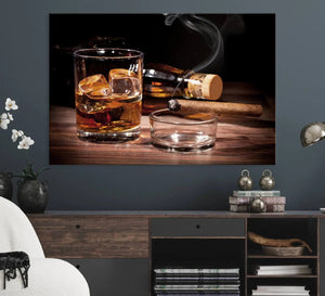 Elegant Whiskey Art Canvas Print Whiskey Printing Cuban