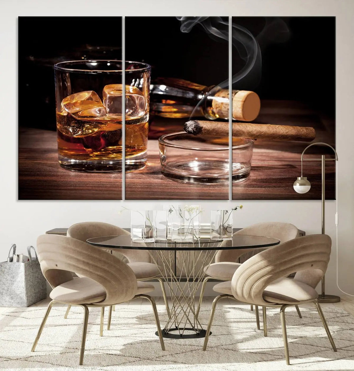 Elegant Whiskey Art Canvas Print Whiskey Printing Cuban