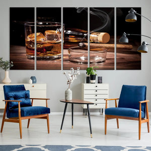 Elegant Whiskey Art Canvas Print Whiskey Printing Cuban