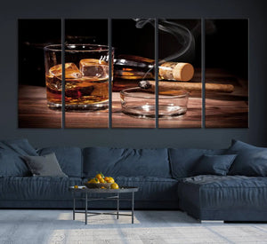 Elegant Whiskey Art Canvas Print Whiskey Printing Cuban