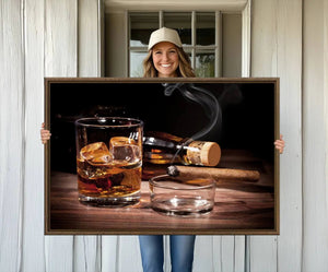 Elegant Whiskey Art Canvas Print Whiskey Printing Cuban