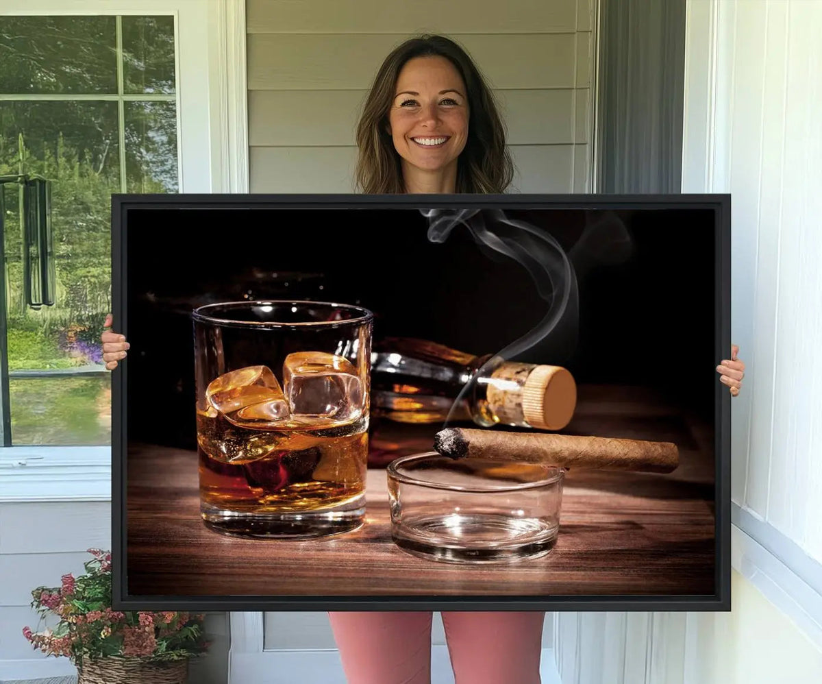 Elegant Whiskey Art Canvas Print Whiskey Printing Cuban
