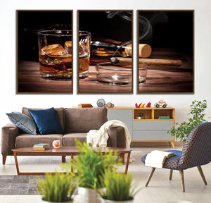 Elegant Whiskey Art Canvas Print Whiskey Printing Cuban