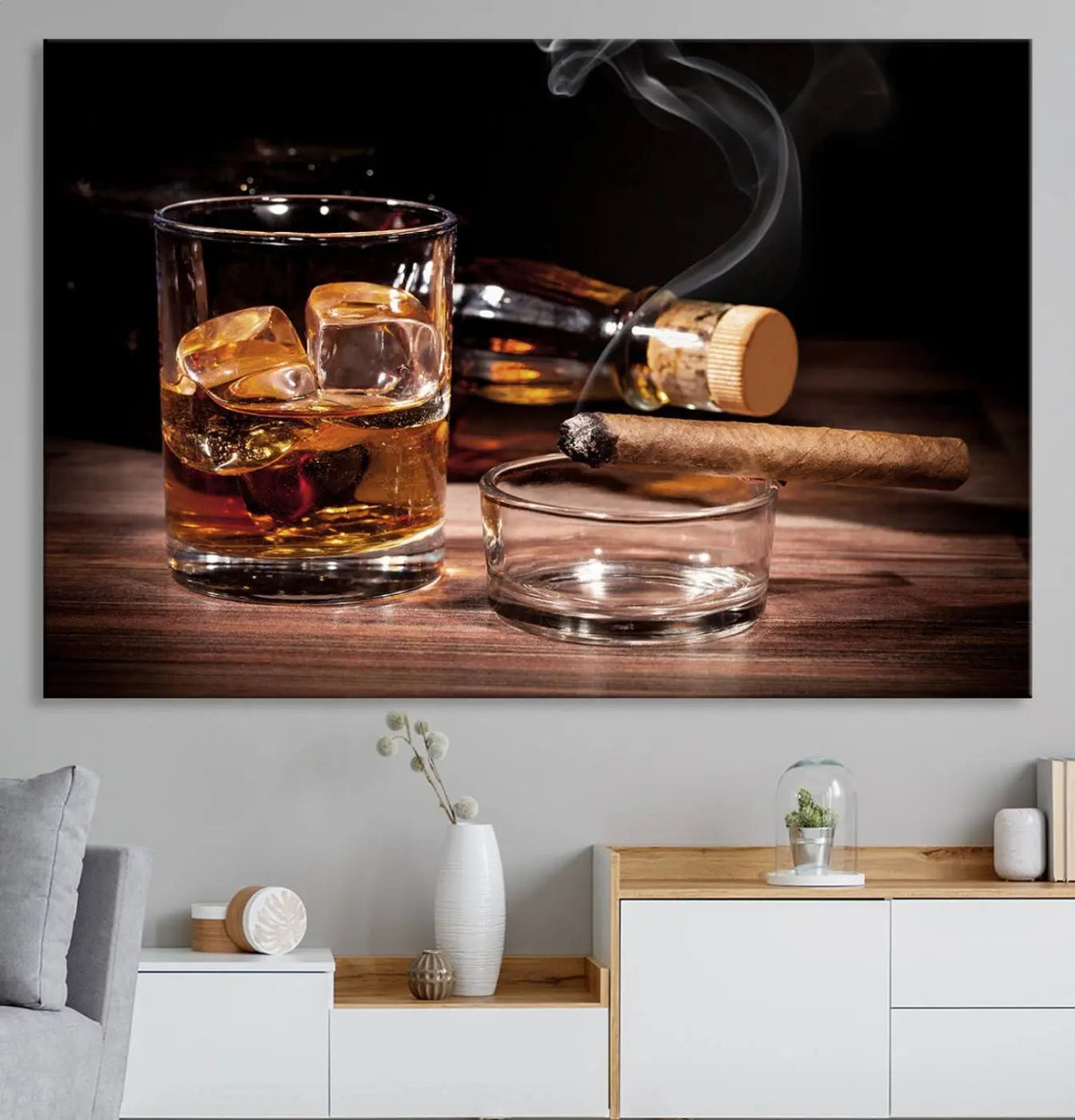 Elegant Whiskey Art Canvas Print Whiskey Printing Cuban