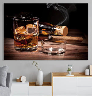 Elegant Whiskey Art Canvas Print Whiskey Printing Cuban