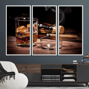 Elegant Whiskey Art Canvas Print Whiskey Printing Cuban