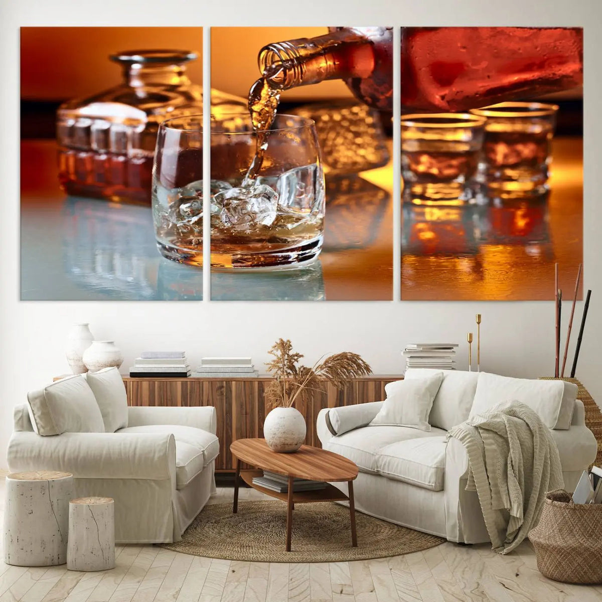 Elegant Whiskey Canvas Wall Art Print Scotch Art Bourbon Art