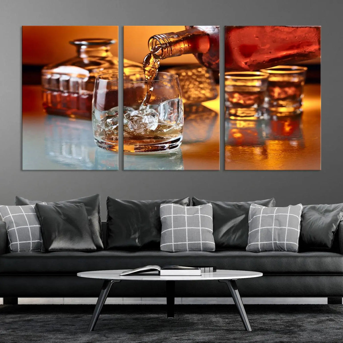 Elegant Whiskey Canvas Wall Art Print Scotch Art Bourbon Art