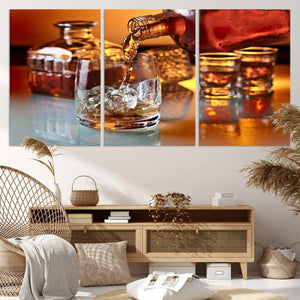 Elegant Whiskey Canvas Wall Art Print Scotch Art Bourbon Art
