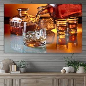Elegant Whiskey Canvas Wall Art Print Scotch Art Bourbon Art