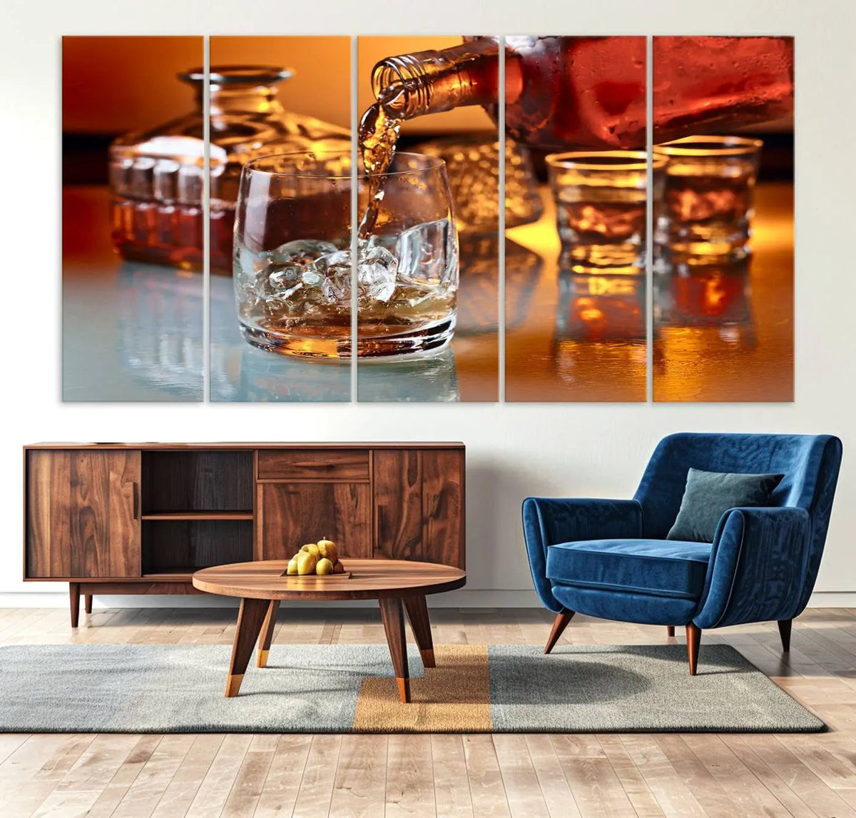 Elegant Whiskey Canvas Wall Art Print Scotch Art Bourbon Art